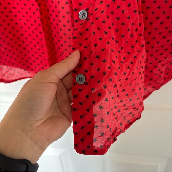 Equipment Red Patterned Button Down Size Small - Picture 4 of 7